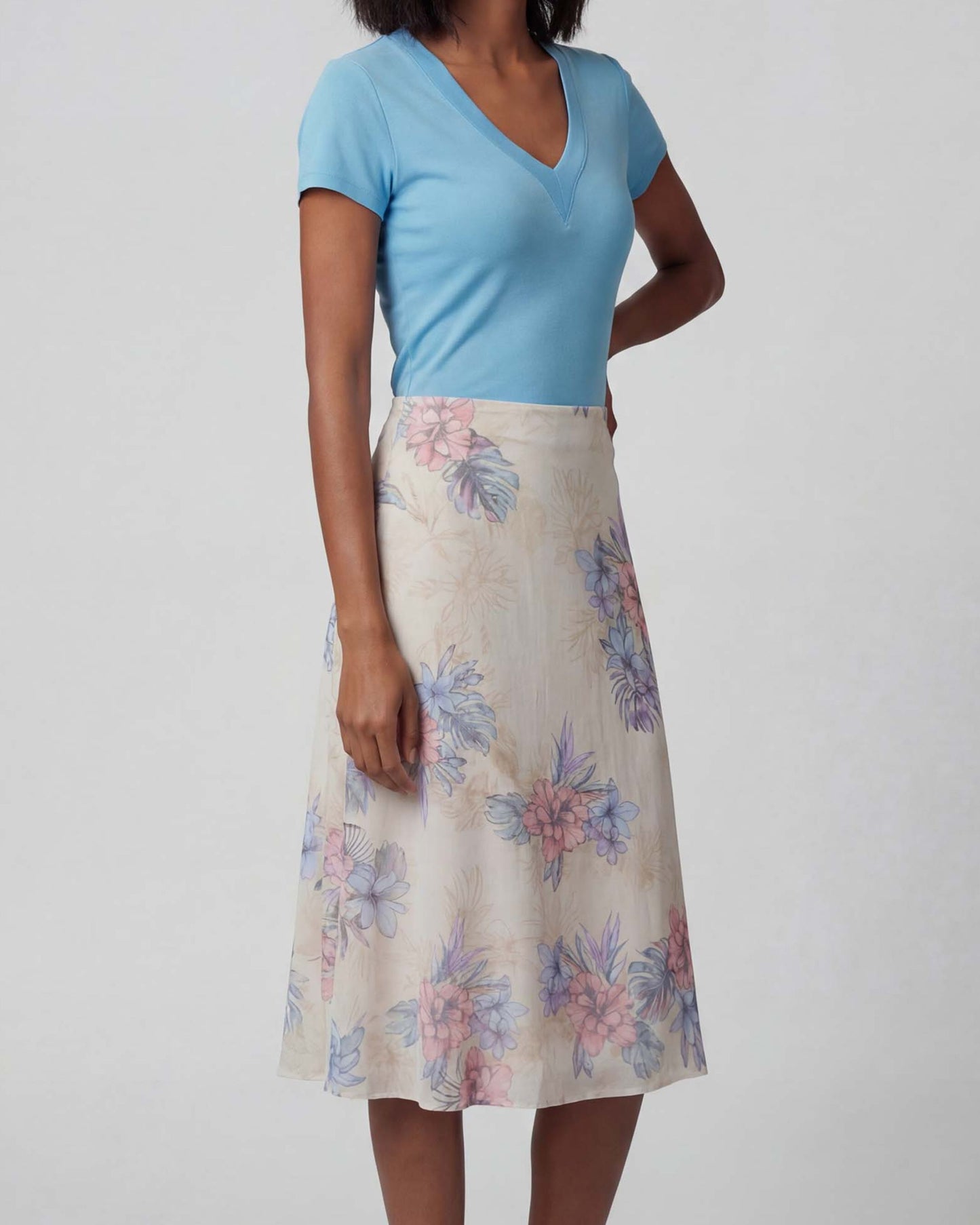 MARNI EXOTIC FLORAL NATURAL WOMENS MIDI SKIRT