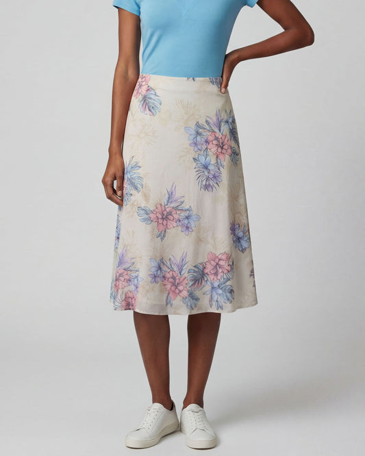 MARNI EXOTIC FLORAL NATURAL WOMENS MIDI SKIRT