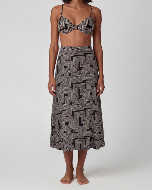 SIENNA INTER TWINE BLACK WOMENS MIDI SKIRT