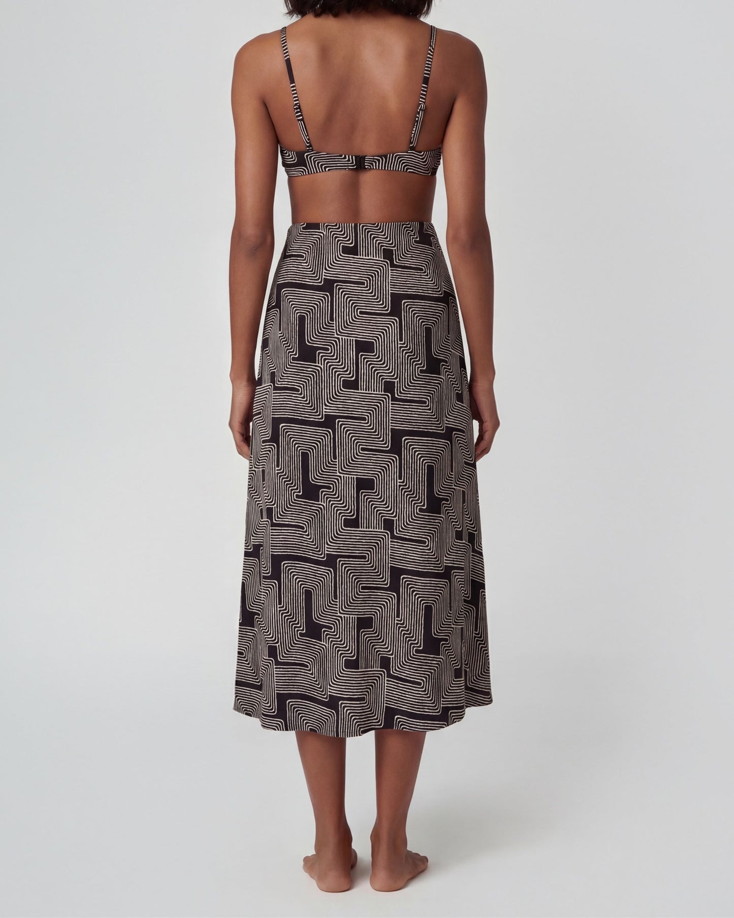 SIENNA INTER TWINE BLACK WOMENS MIDI SKIRT