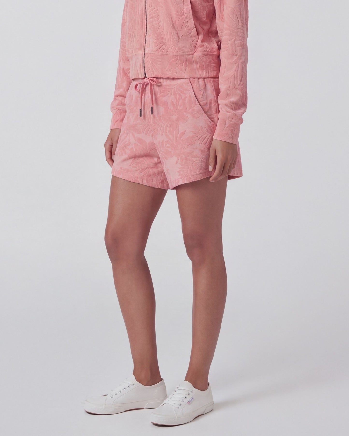TESS CORAL WOMENS DRAWSTRING TERRY TOWELING SHORT