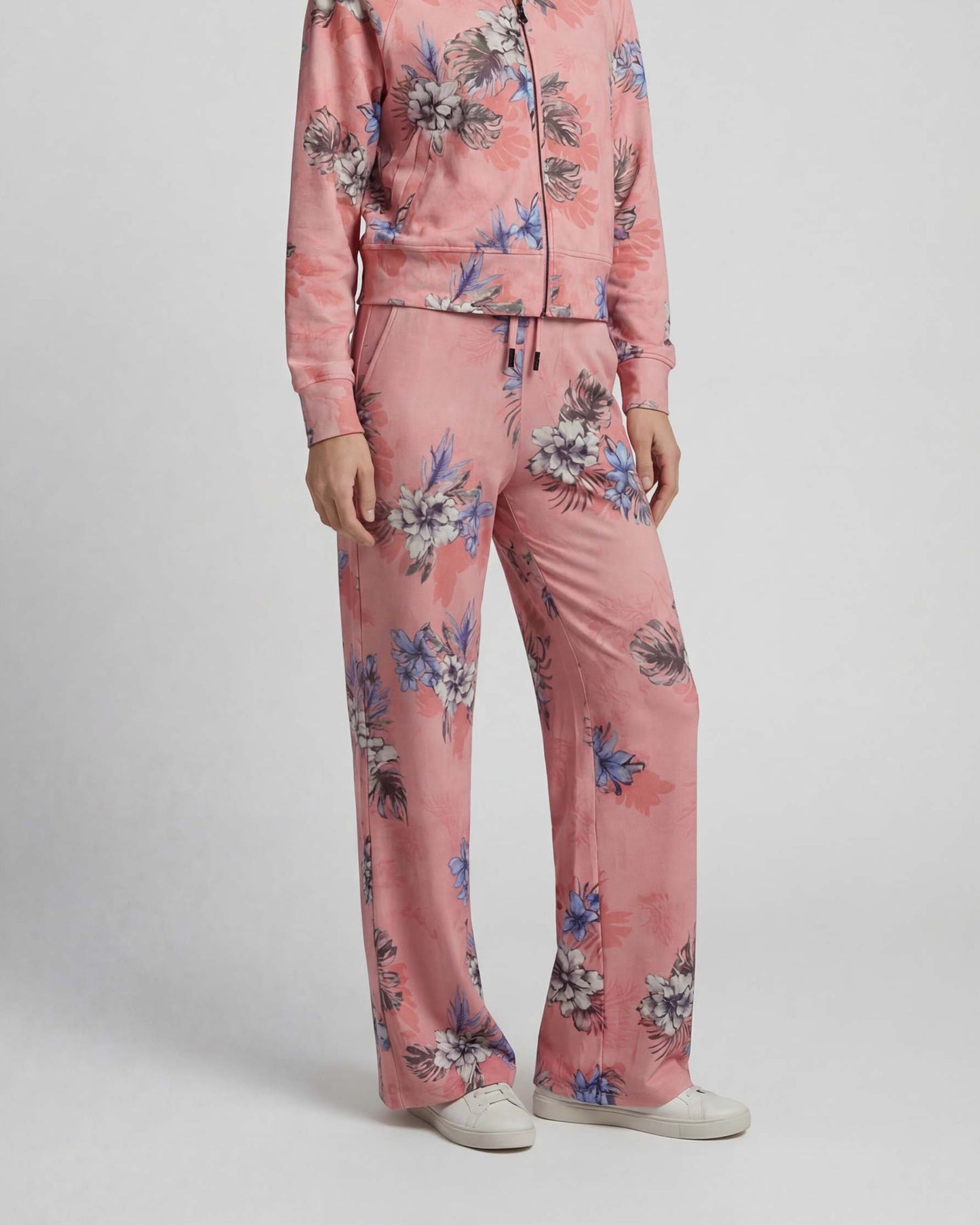 SANCHEZ EXOTIC FLORAL CORAL WOMENS WIDE-LEG PANT