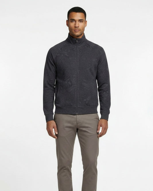 NEVILLE MONTGAT PAISLEY FULL-ZIP JACKET - BLACK