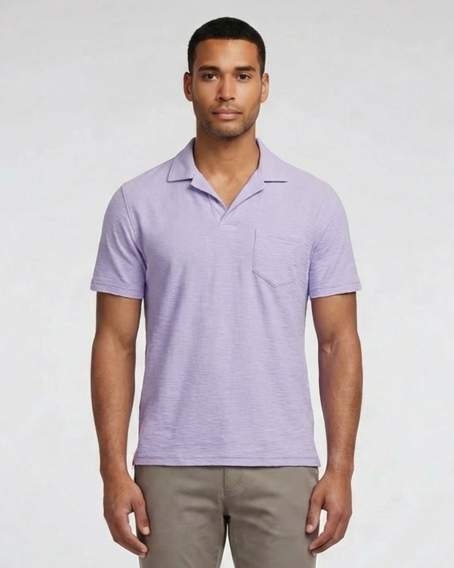 BOBBY MERINO JERSEY COLLARED SHIRT - LAVENDER