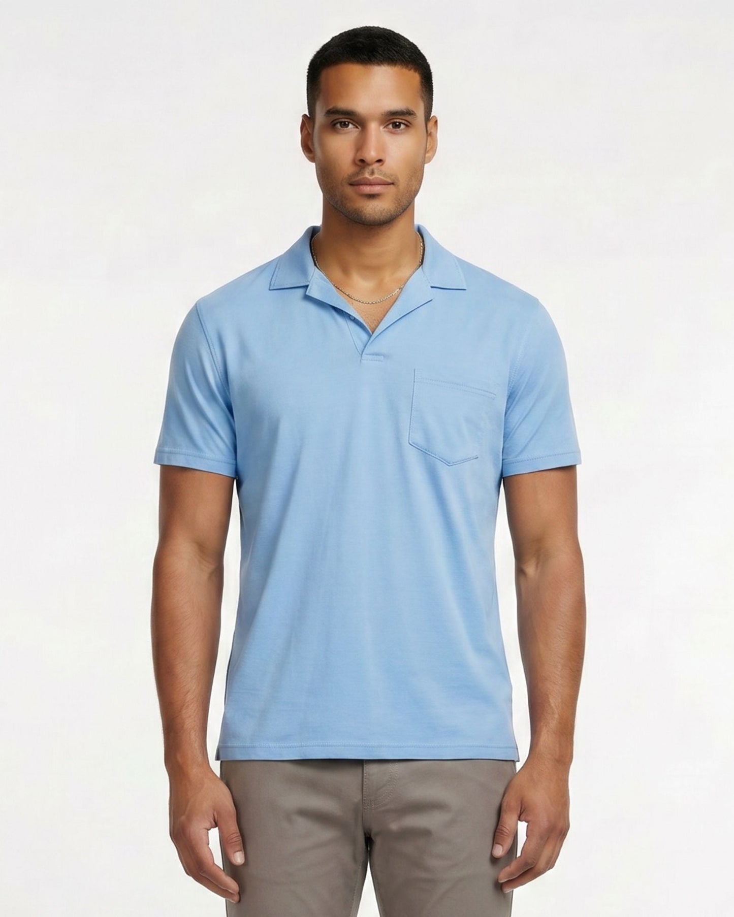 BOBBY MERINO JERSEY COLLARED SHIRT -BLUE