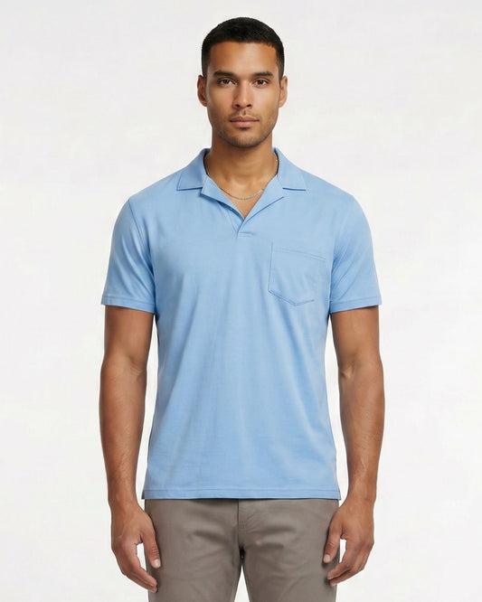 BOBBY MERINO JERSEY COLLARED SHIRT -BLUE