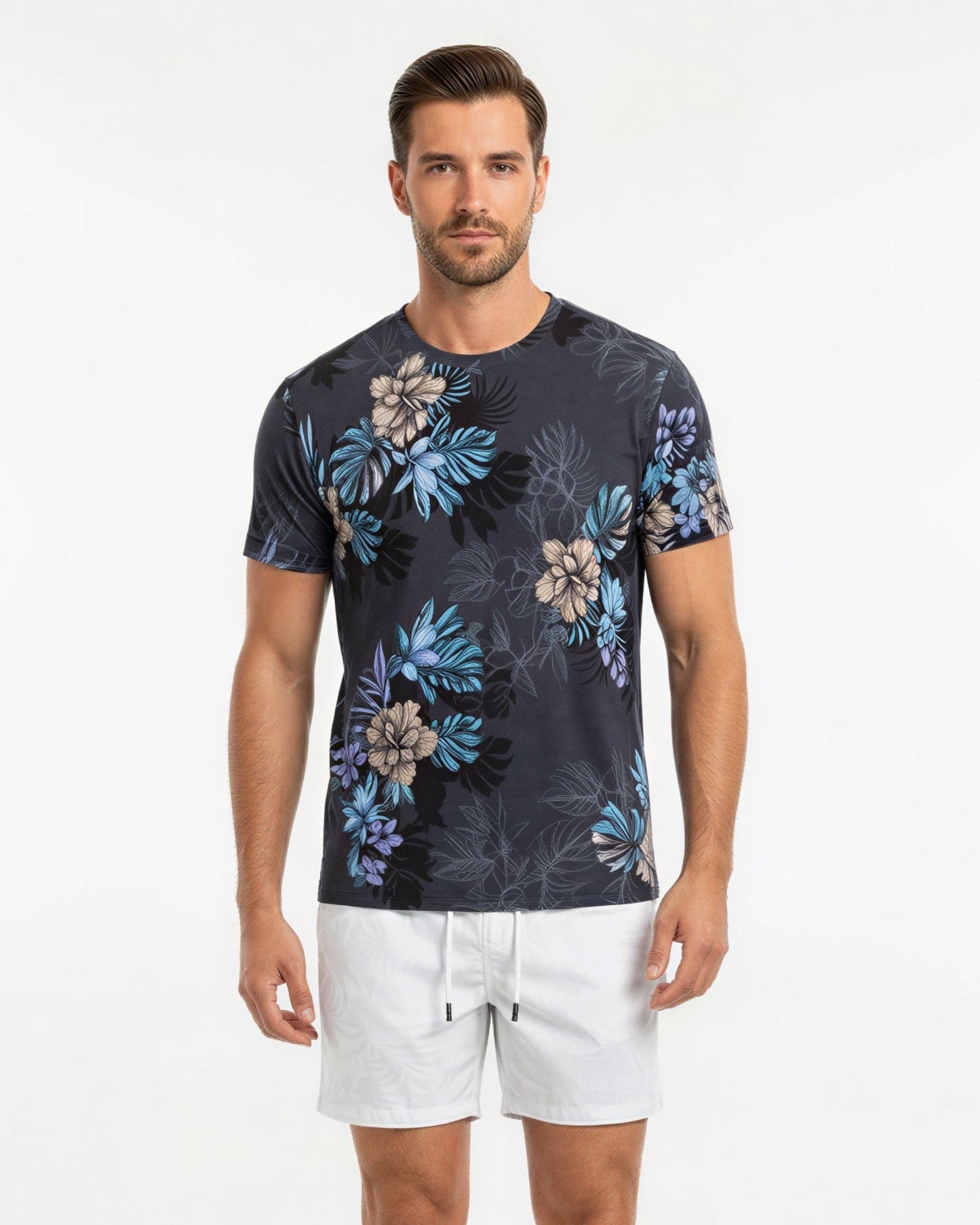 SAM FARM FLORAL TOWEL SHORT - WHITE