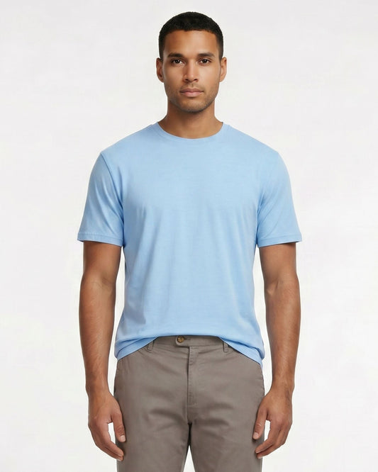 CASSIUS MERINO JERSEY CREW NECK T-SHIRT - BLUE