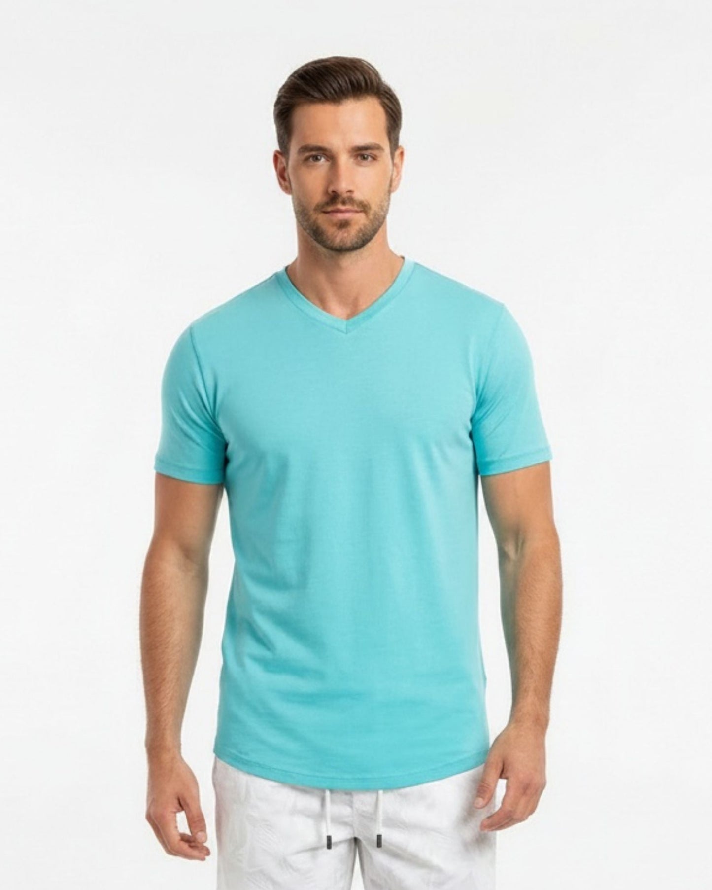 VICTOR MERINO V-NECK TEE - SPEARMINT