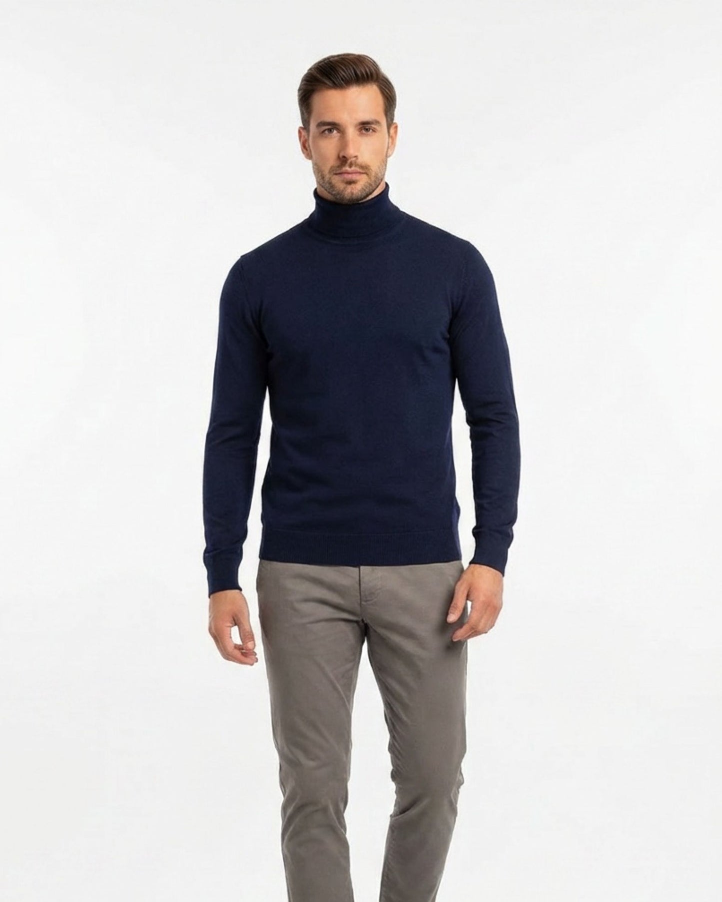 RONAN MERINO TURTLENECK SWEATER - NAVY