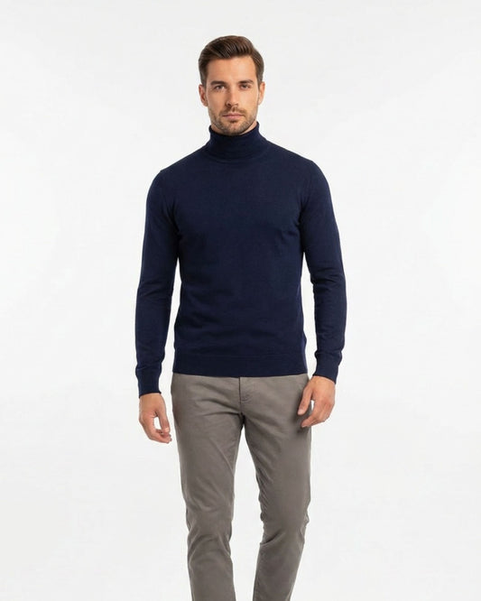 RONAN MERINO TURTLENECK SWEATER - NAVY