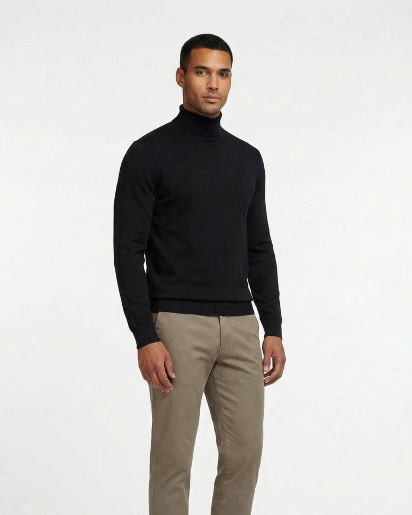 RONAN MERINO TURTLENECK SWEATER - BLACK