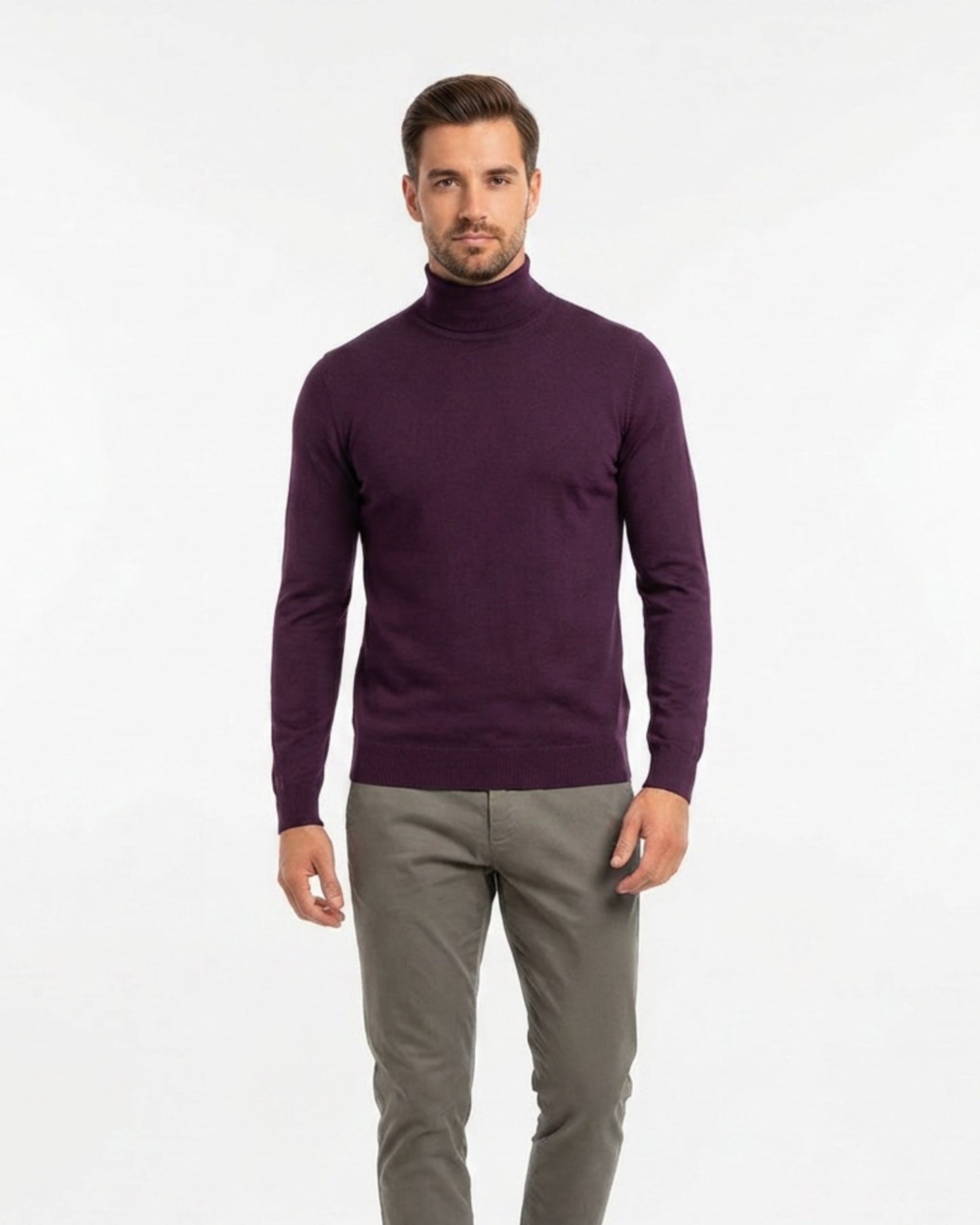 RONAN MERINO TURTLENECK SWEATER - PLUM