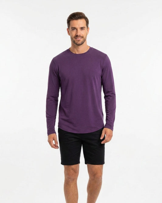 CHASE LONG SLEEVE MERINO CREW - PLUM