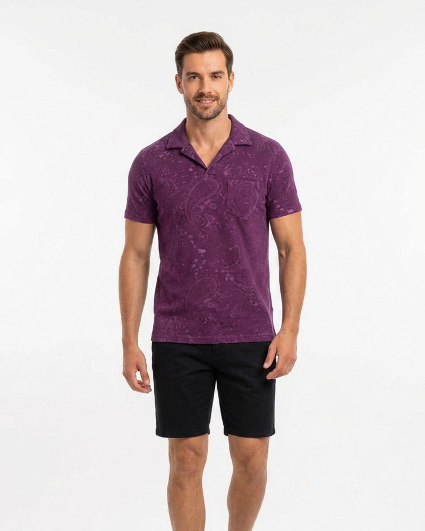 JOHNNY TOWEL POLO SHIRT - PLUM