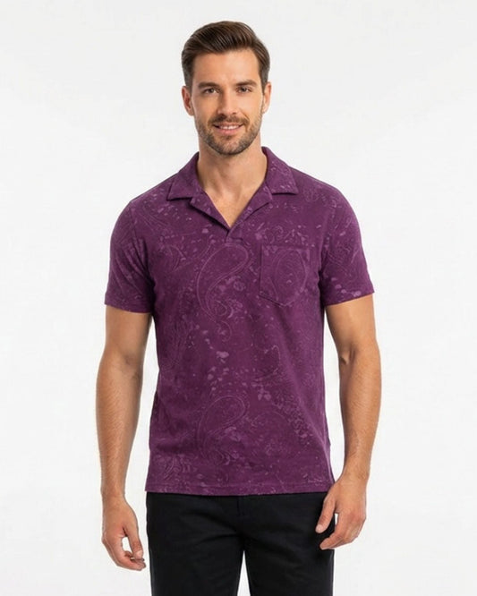 JOHNNY TOWEL POLO SHIRT - PLUM