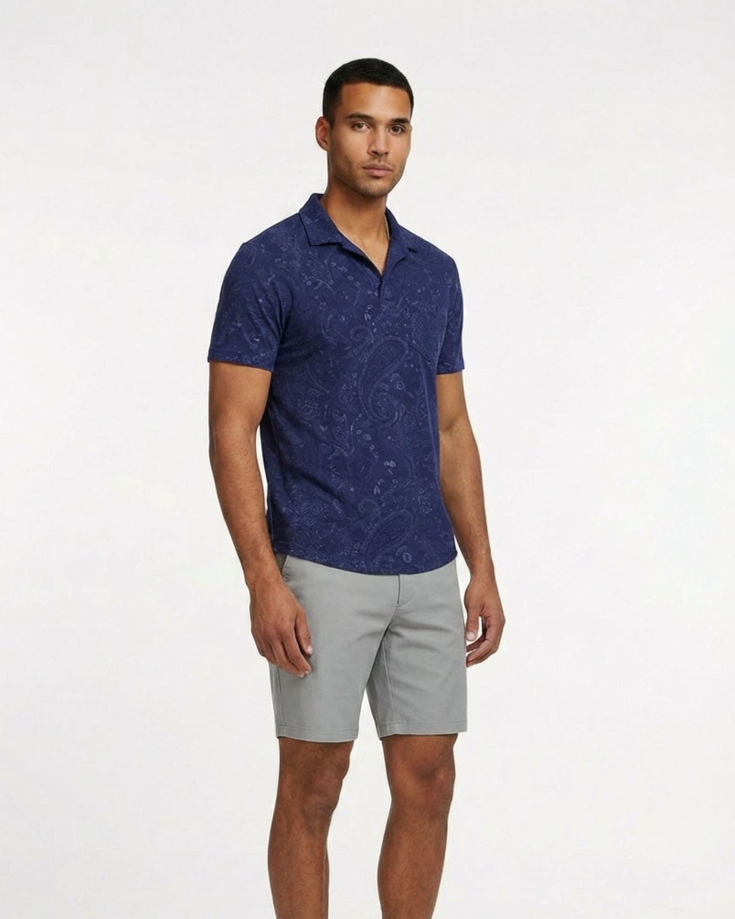 JOHNNY TOWEL POLO SHIRT - NAVY