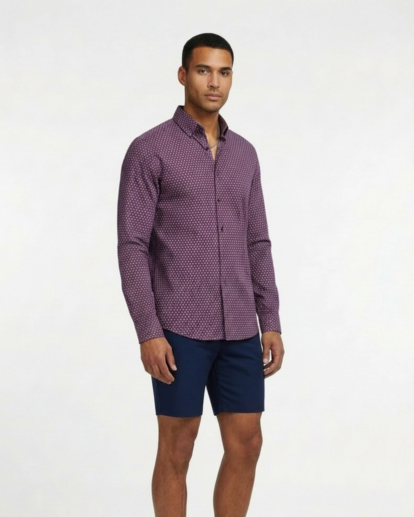 MITCHELL PEACE POLKADOT SHIRT - PLUM