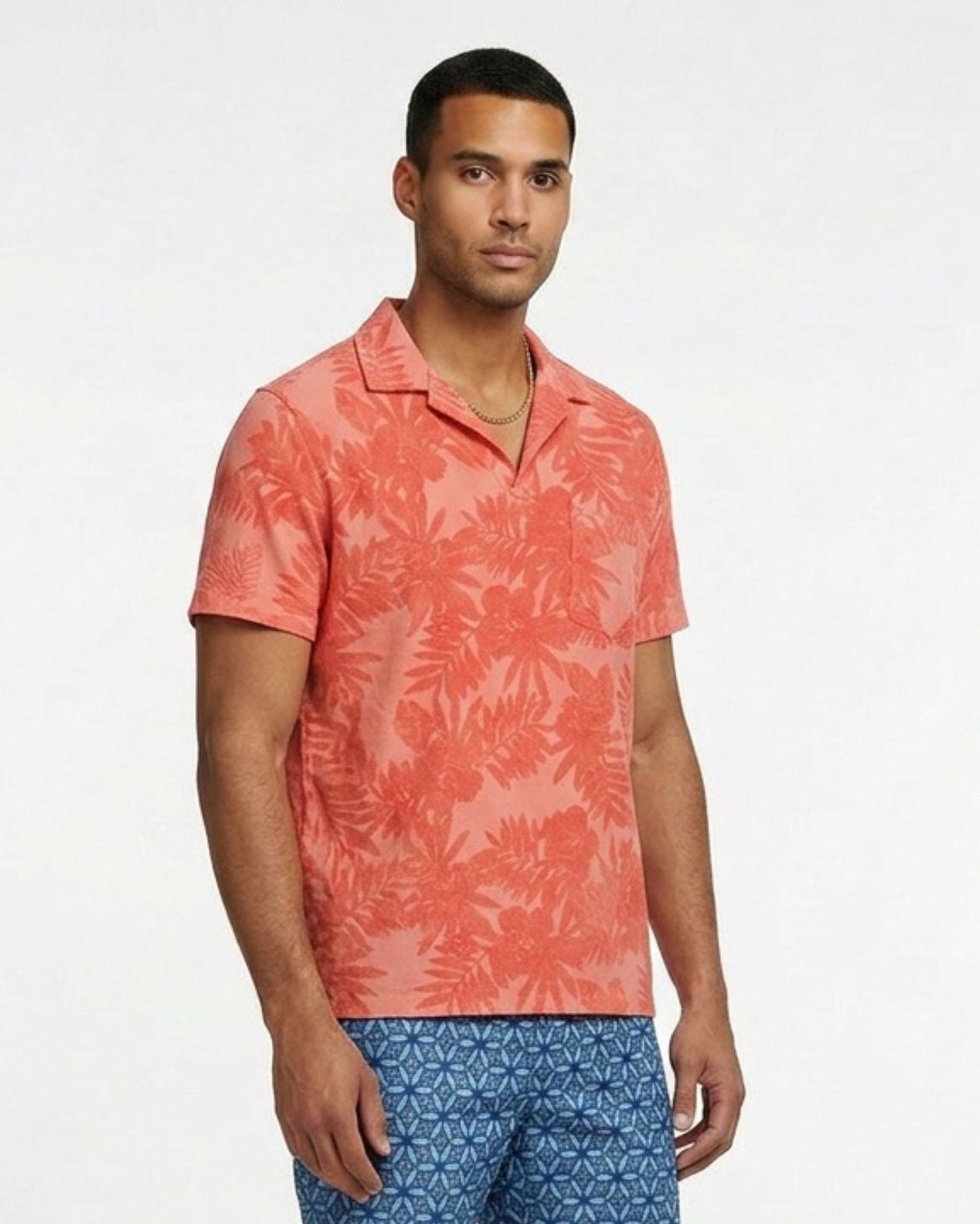 JOHNNY FARM FLORAL TOWEL POLO - MELON