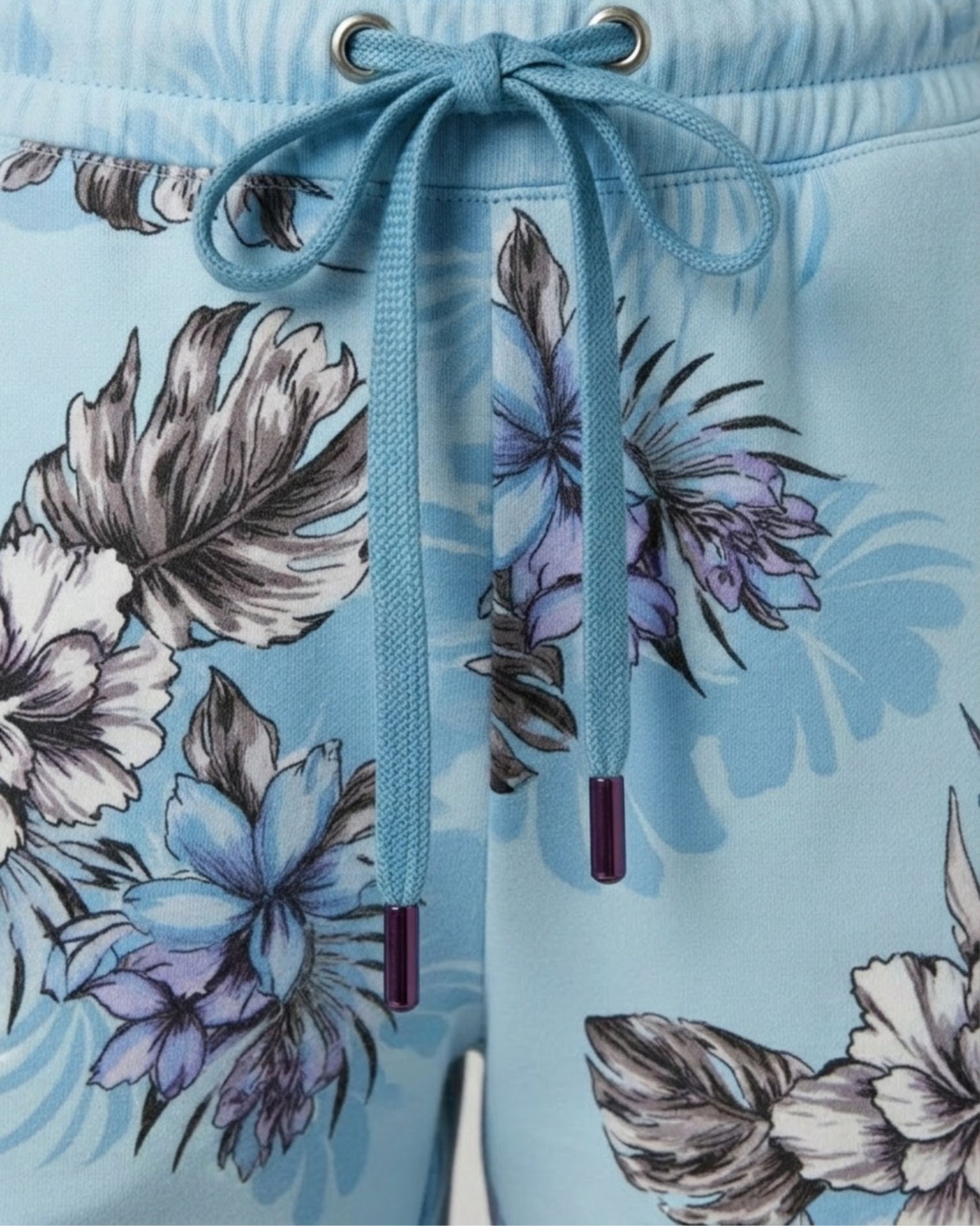 PENELOPE EXOTIC FLORAL TEAL WOMENS DRAWSTRING SHORT