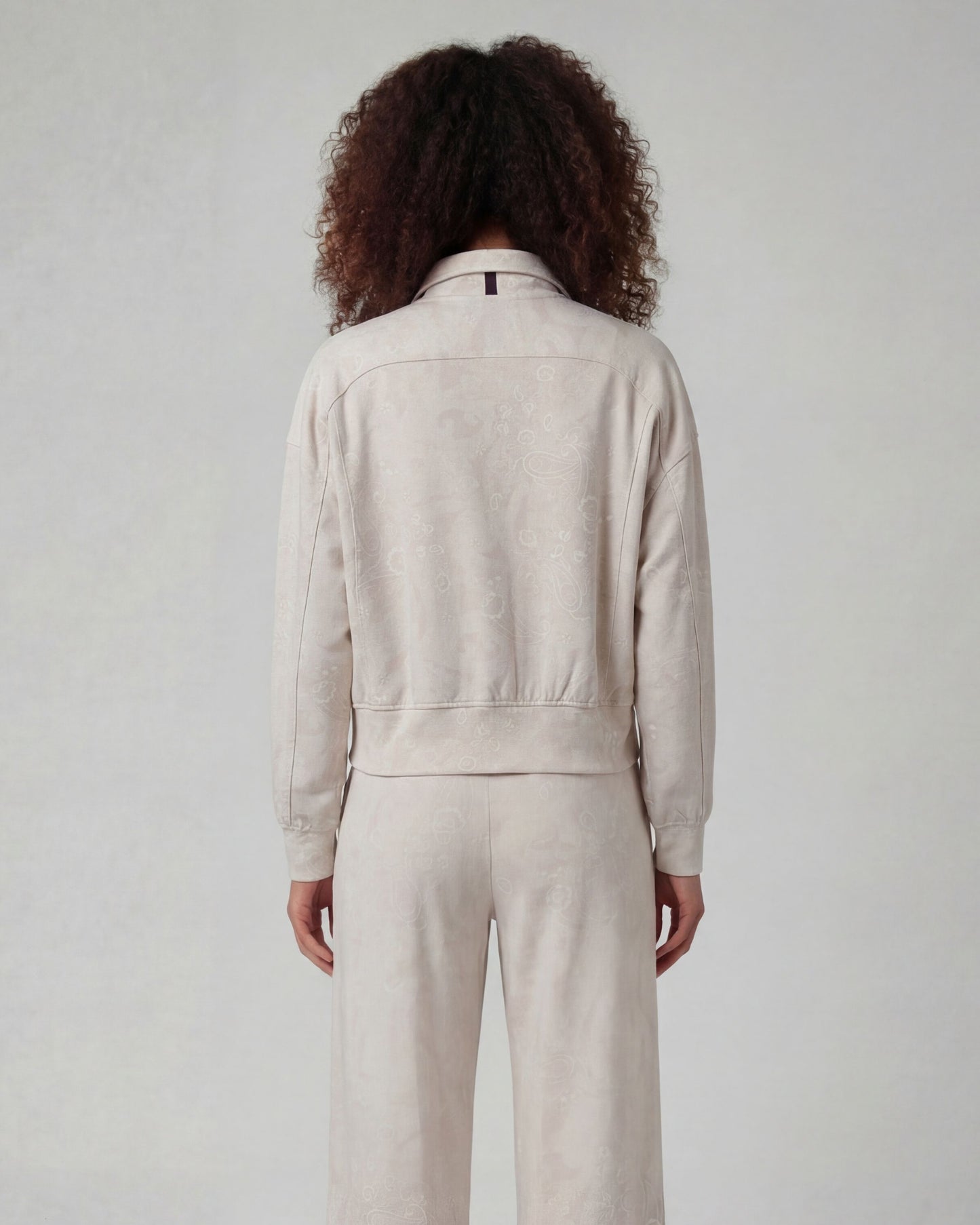 JUDY PAISLEY EXPLOSION IVORY WOMENS CROPPED ZIP JACKET