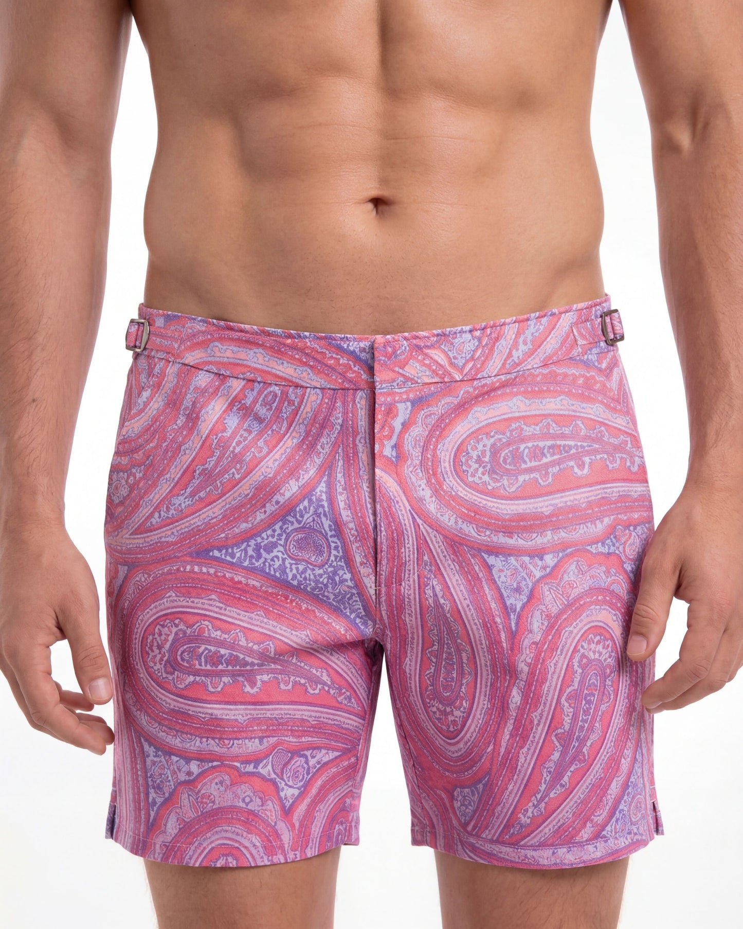 NEPTUNE PAISLEY OXFORD TAILORED SWIM SHORT - PINK