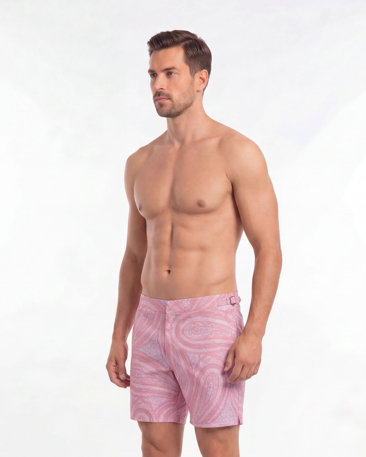 NEPTUNE PAISLEY OXFORD TAILORED SWIM SHORT - PINK