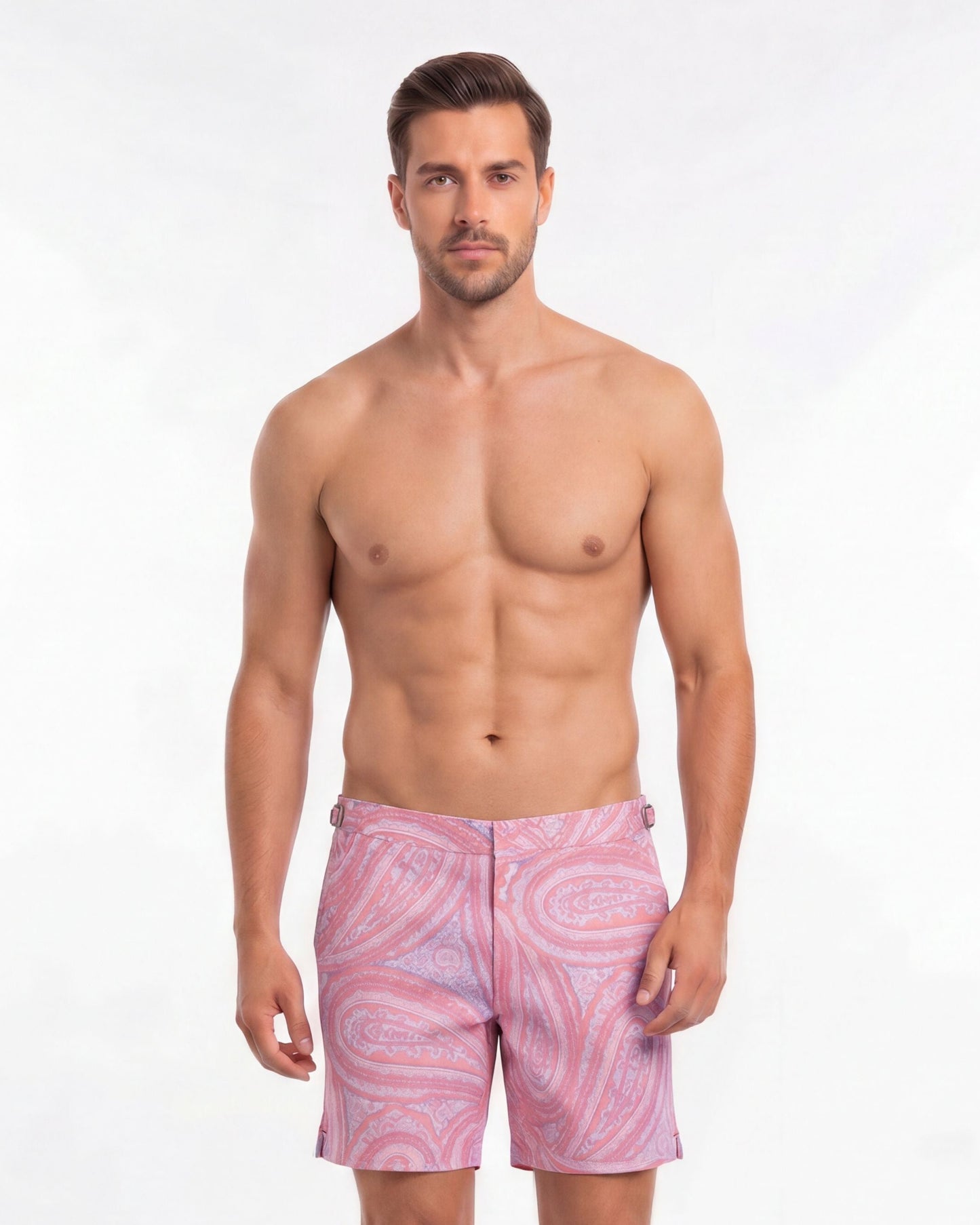 NEPTUNE PAISLEY OXFORD TAILORED SWIM SHORT - PINK