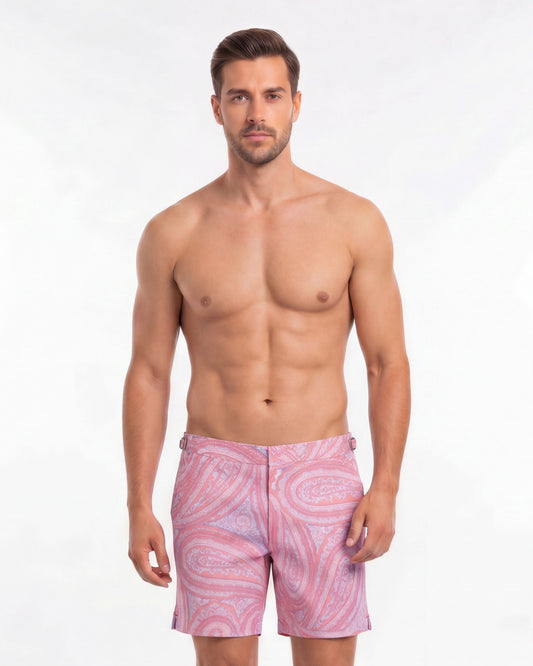 NEPTUNE PAISLEY OXFORD TAILORED SWIM SHORT - PINK