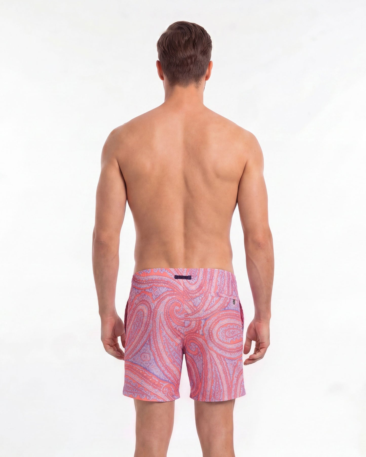 NEPTUNE PAISLEY OXFORD TAILORED SWIM SHORT - PINK