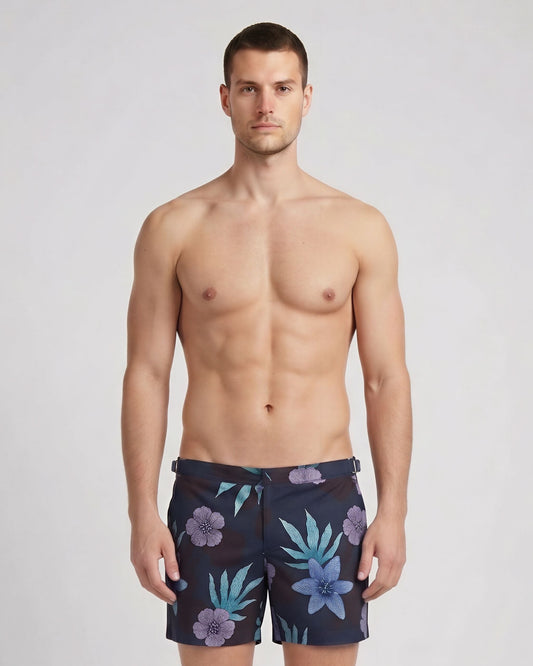 POOL FLORAL MEMORY SWIM SHORT - NAVY