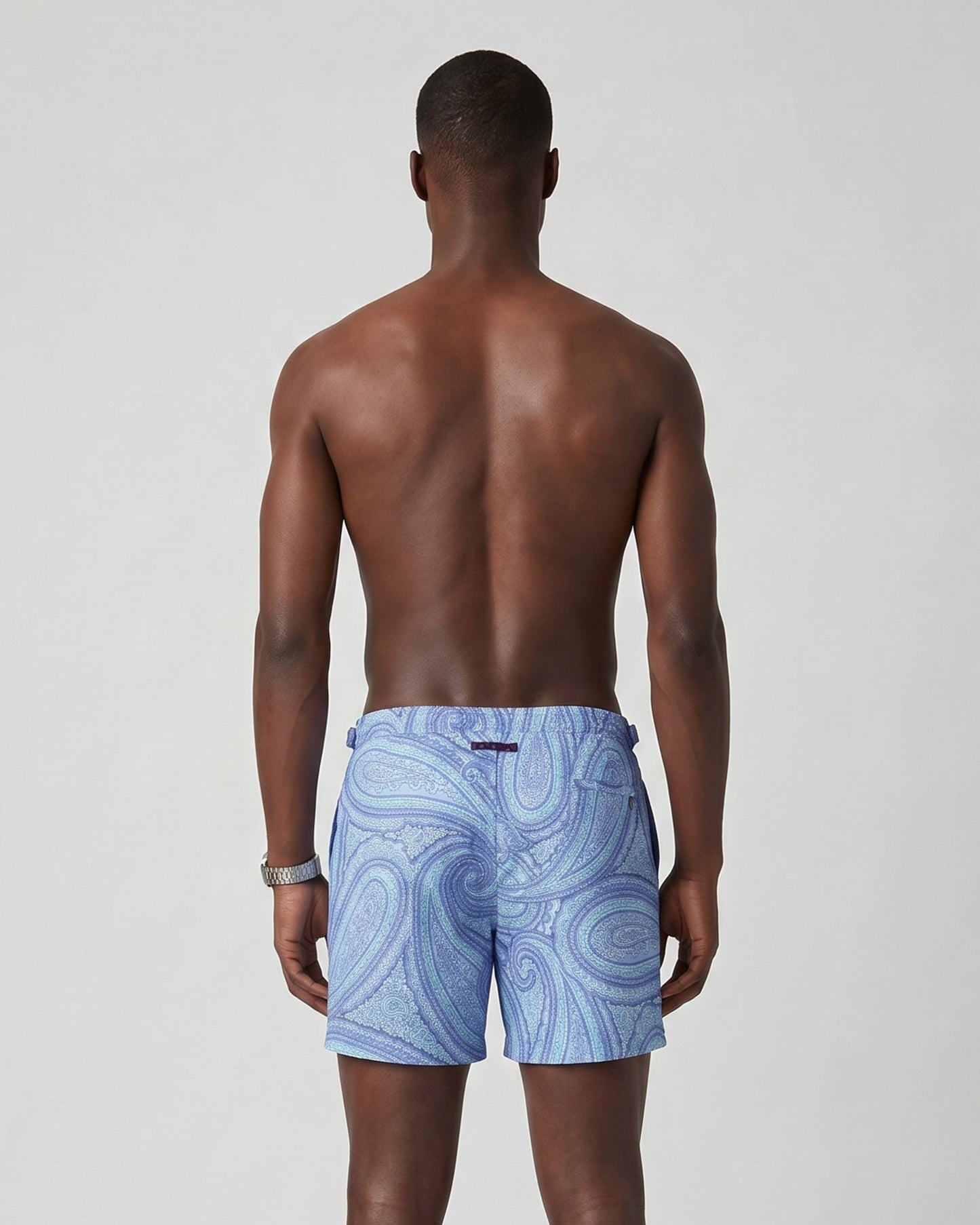 NEPTUNE PAISLEY OXFORD TAILORED SWIM SHORT - BLUE