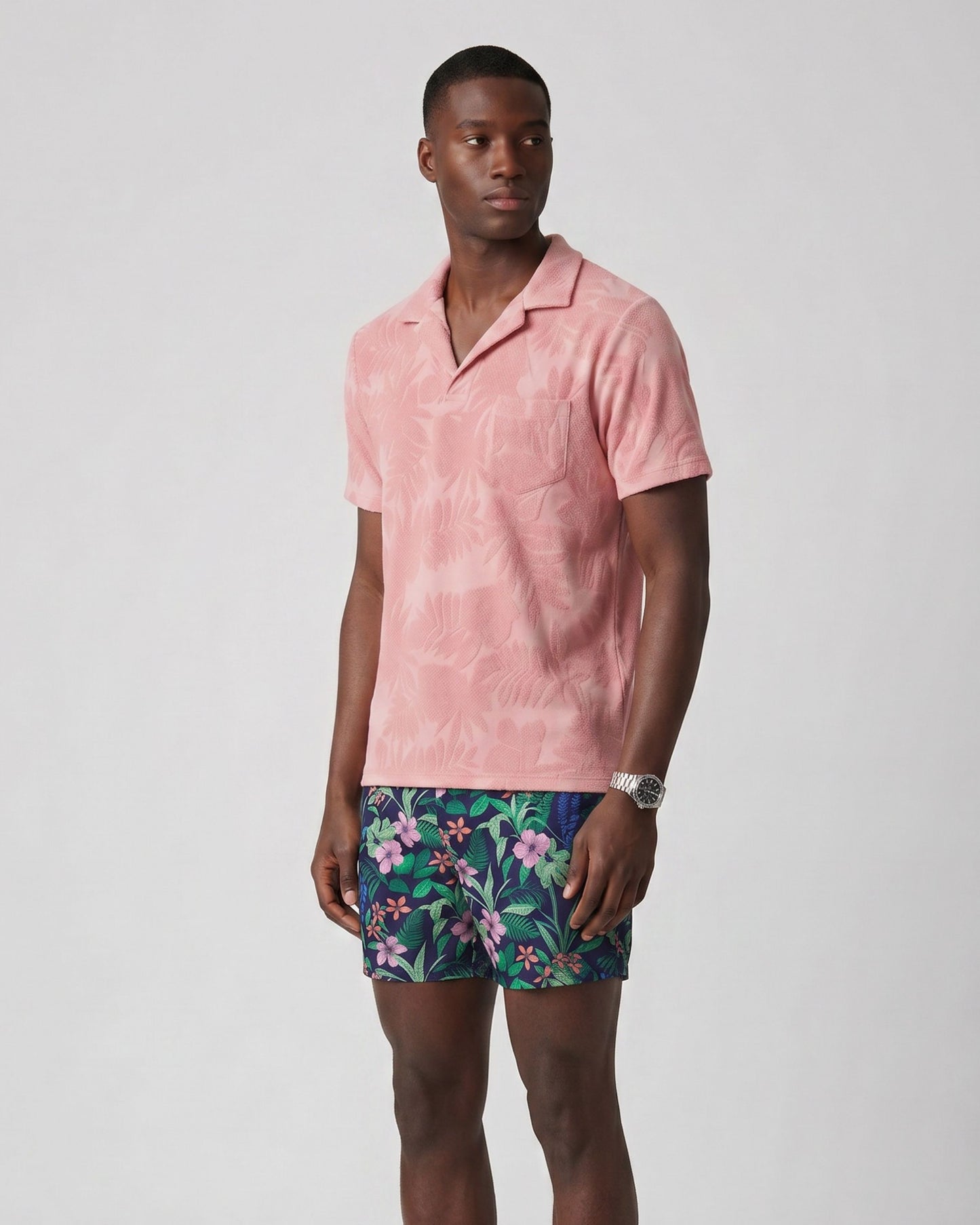 JOHNNY FARM FLORAL FRESH TOWEL POLO SHIRT - PINK
