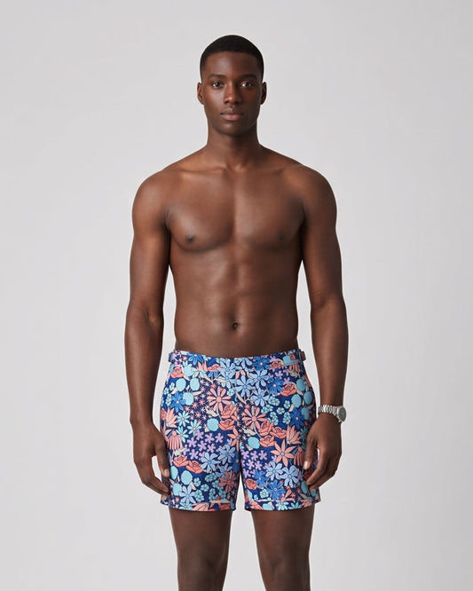 POOL ROUGH FLORAL SWIM SHORT - NAVY