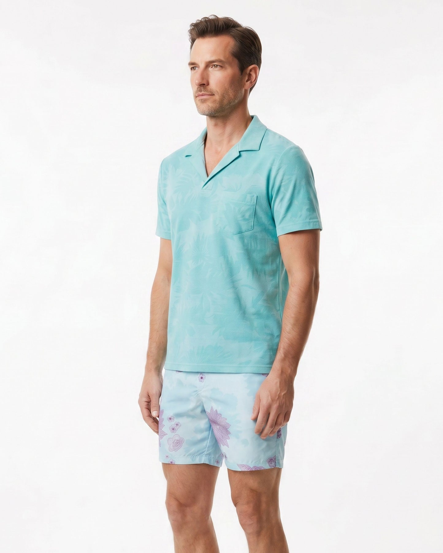 JOHNNY FARM FLORAL TOWEL POLO SHIRT - SPEARMINT