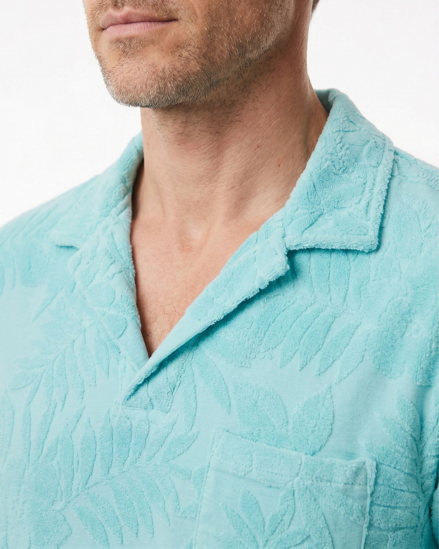 JOHNNY FARM FLORAL TOWEL POLO SHIRT - SPEARMINT