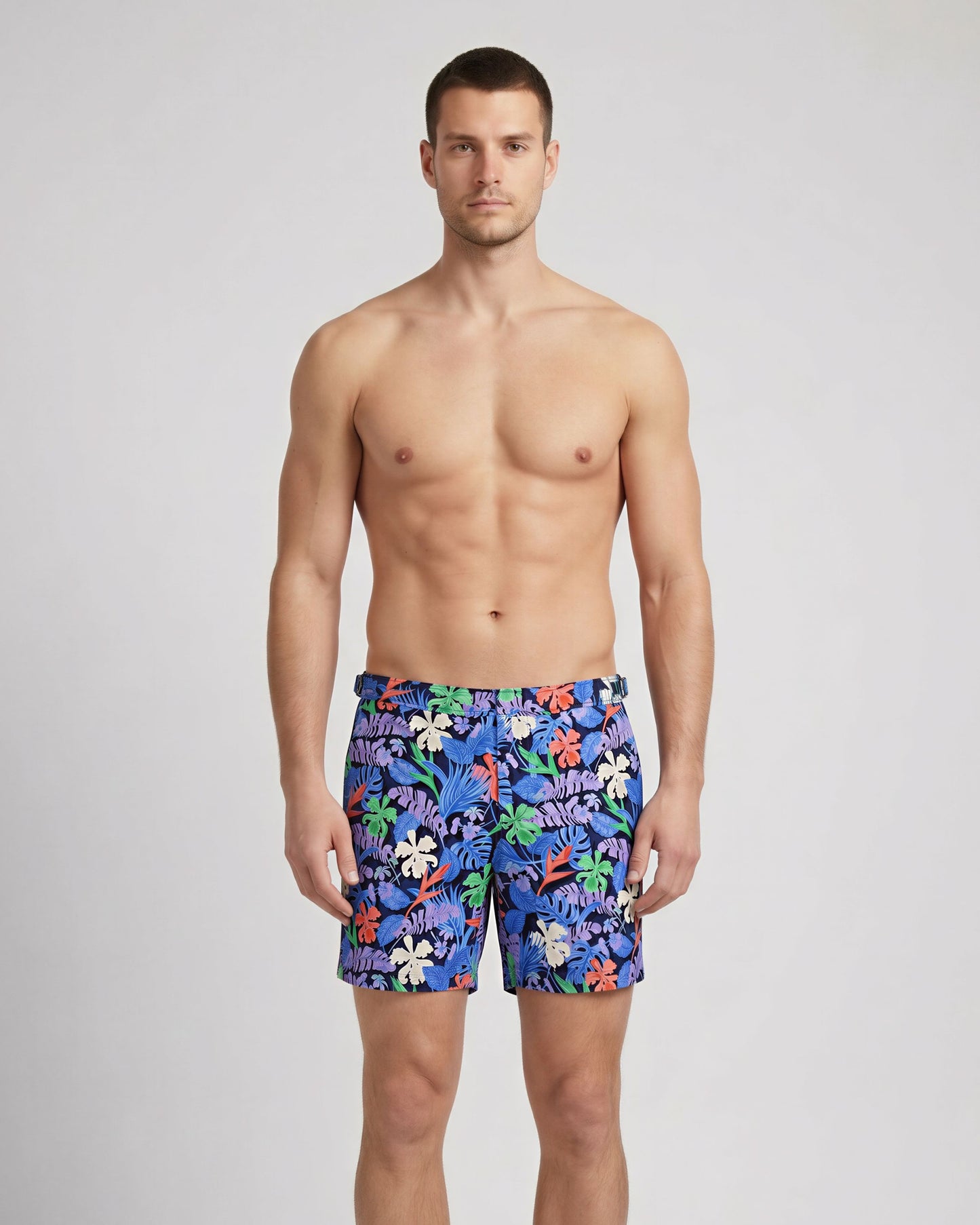 POOL FLAT TROPICAL SWIM SHORT - NAVY