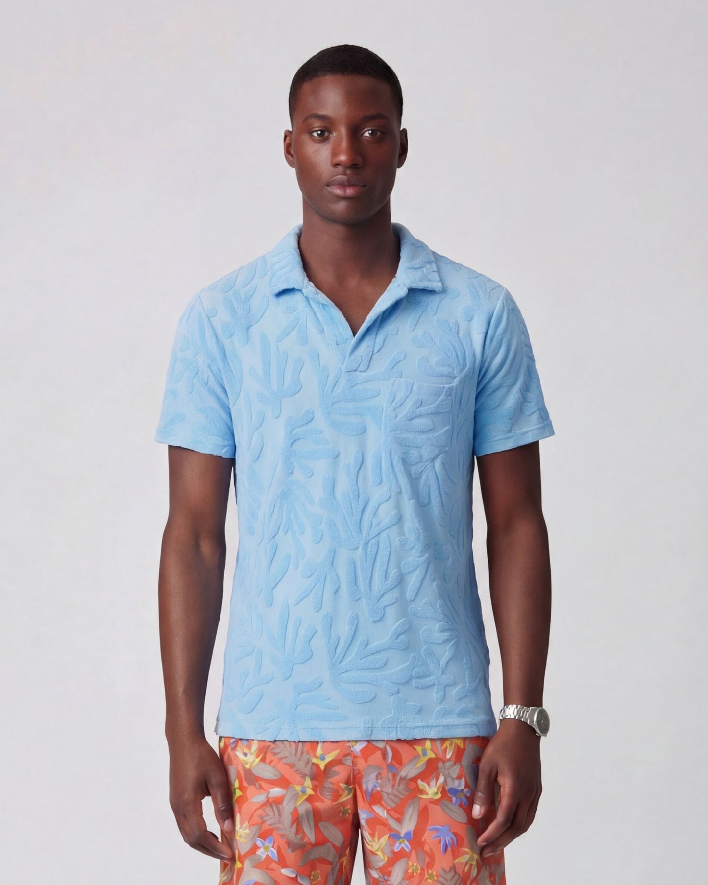 JOHNNY CORAL TOWEL POLO SHIRT IN SKY