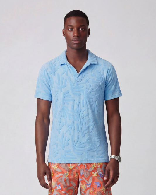 JOHNNY CORAL TOWEL POLO SHIRT IN SKY