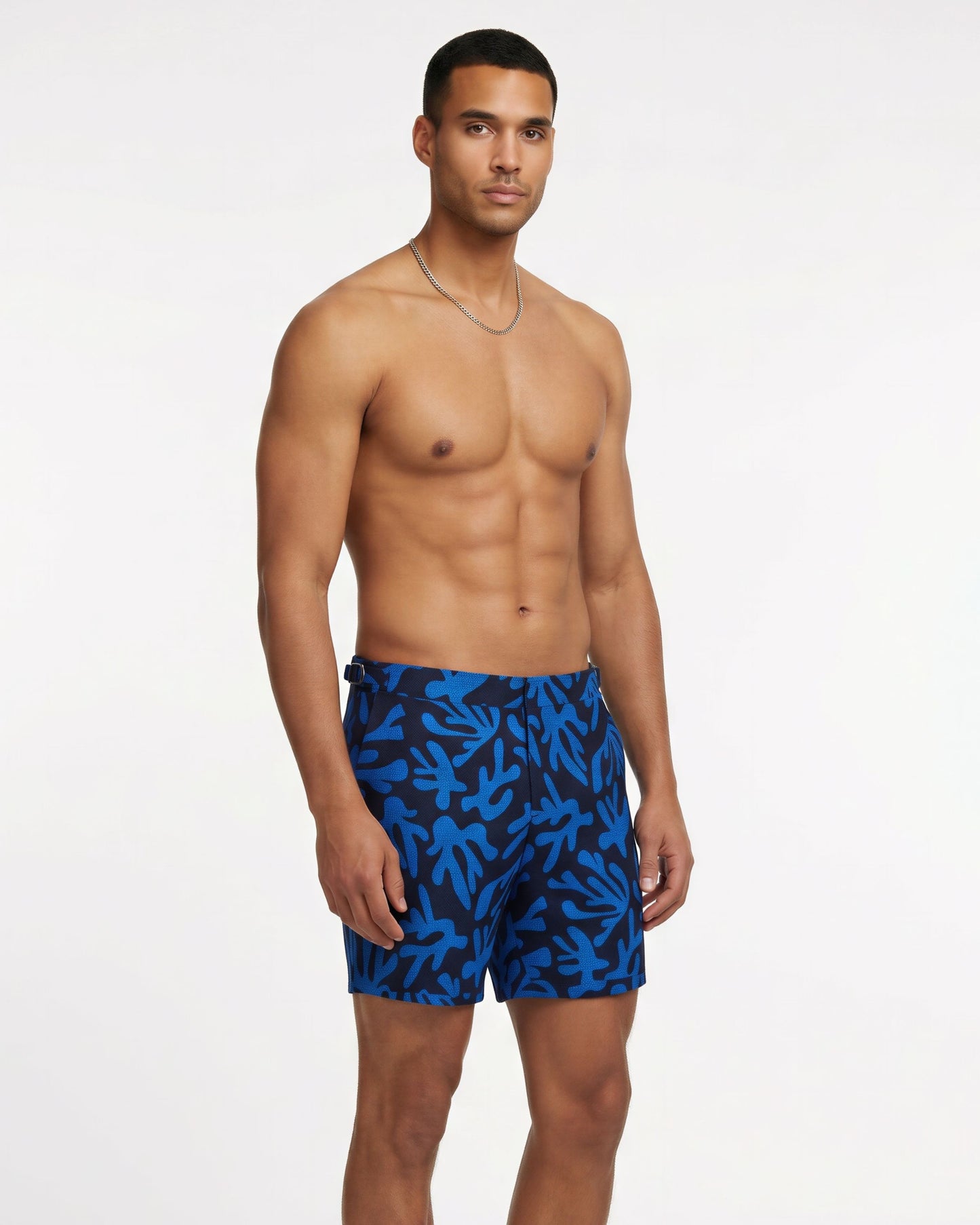 POOL LOOP CORAL CANVAS SWIM SHORT IN BLUE