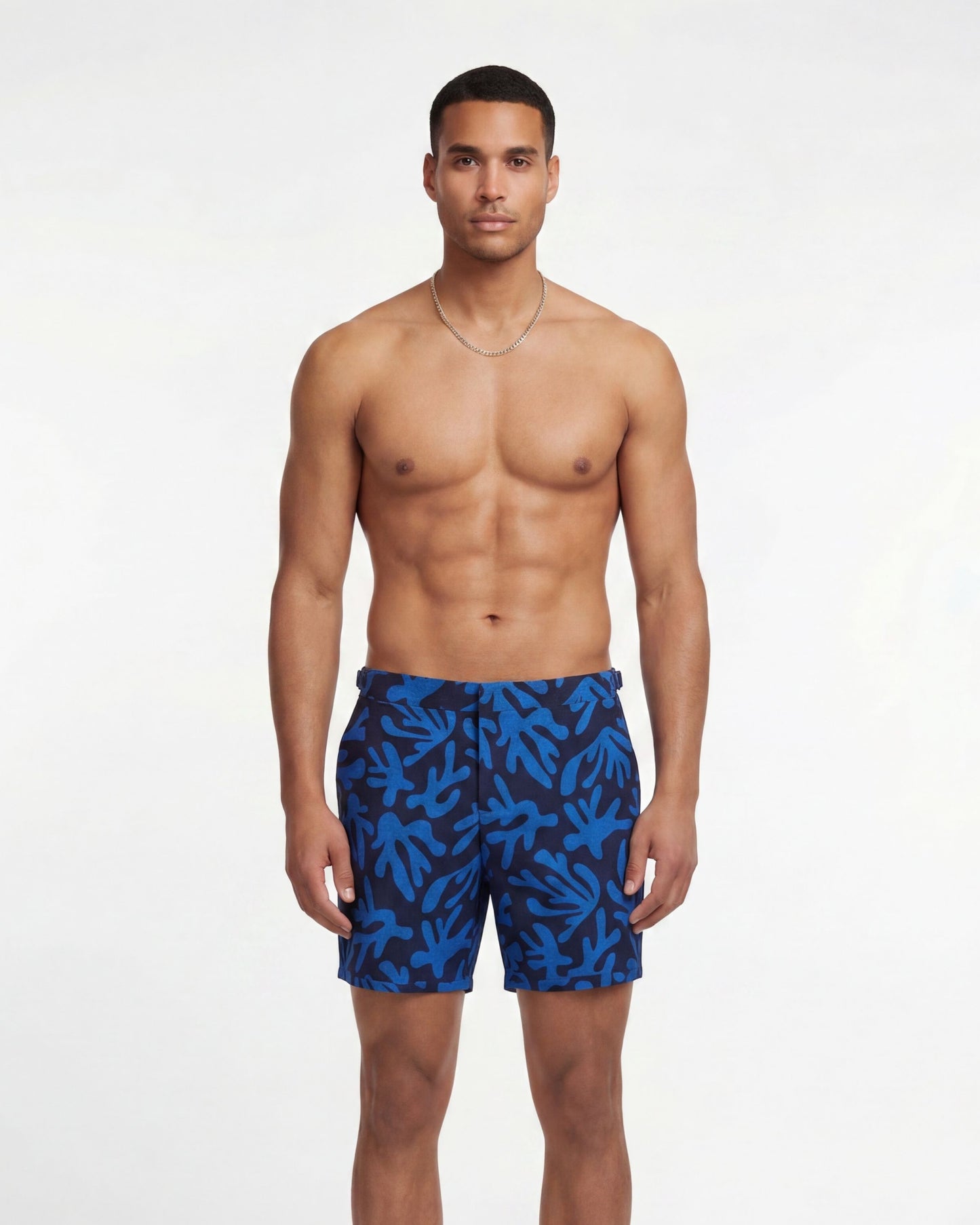 POOL LOOP CORAL CANVAS SWIM SHORT IN BLUE
