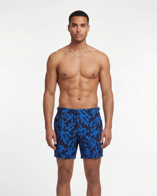 POOL LOOP CORAL CANVAS SWIM SHORT IN BLUE