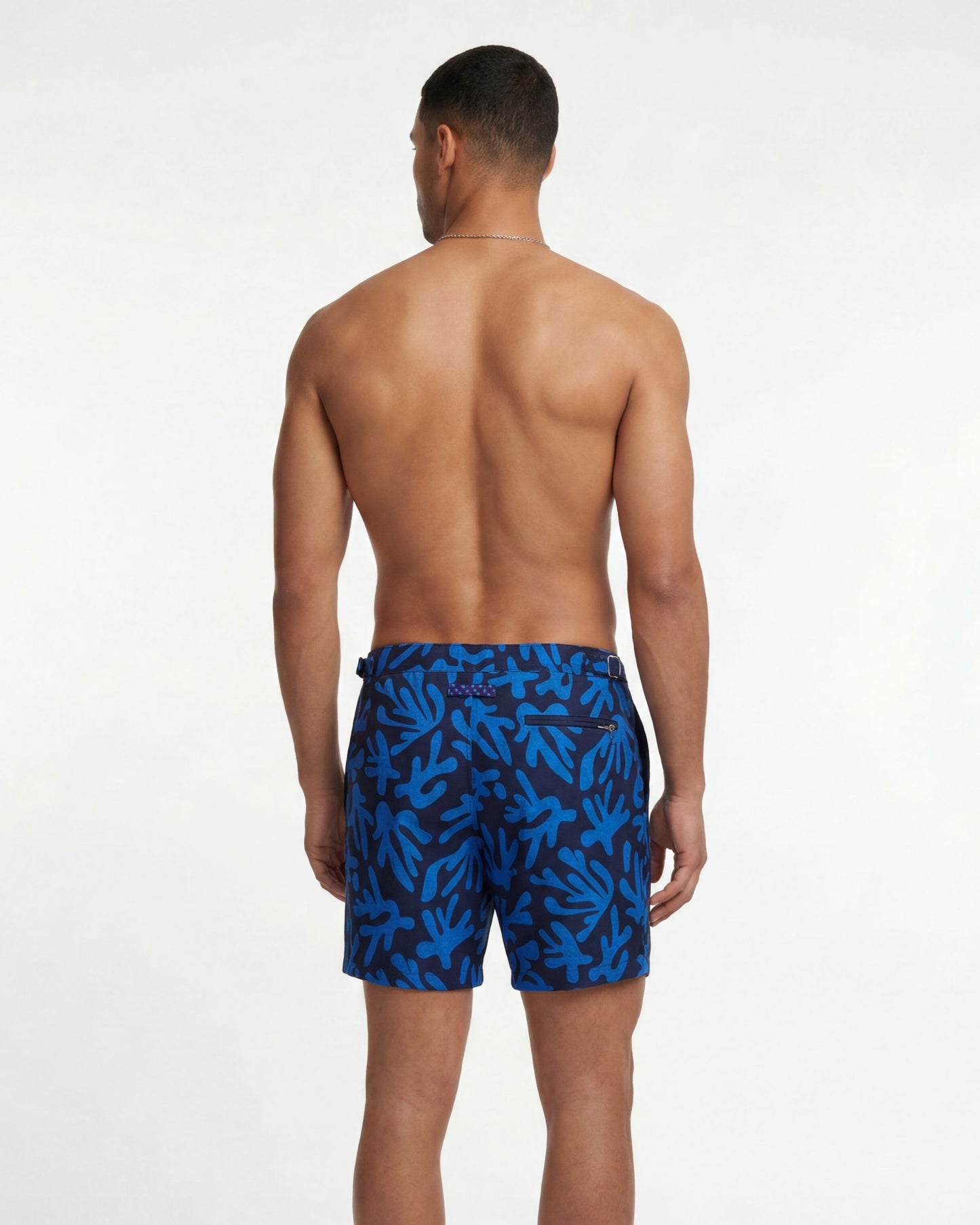 POOL LOOP CORAL CANVAS SWIM SHORT IN BLUE