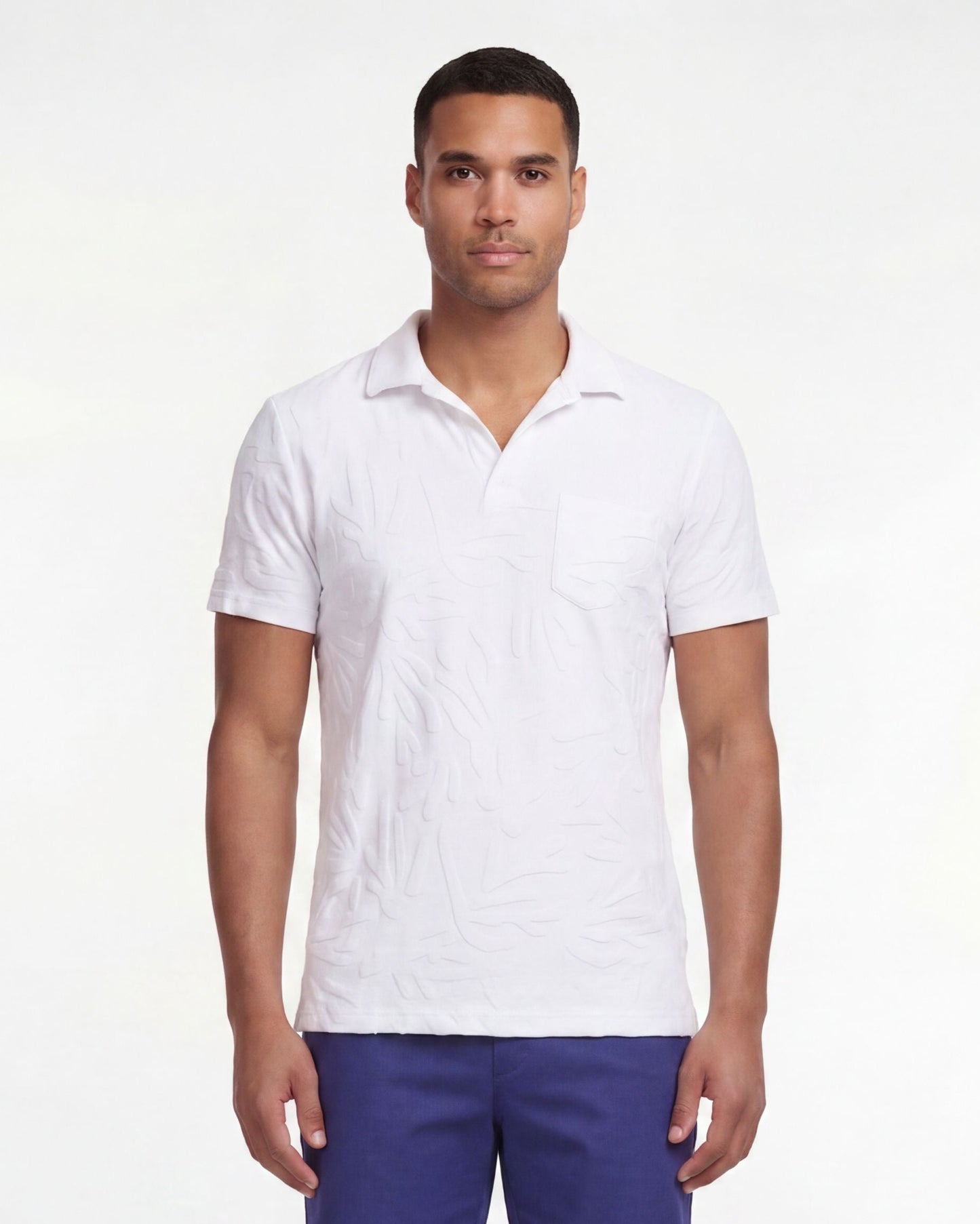 JOHNNY CORAL TOWEL POLO SHIRT IN WHITE