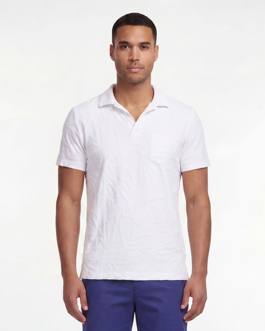 JOHNNY CORAL TOWEL POLO SHIRT IN WHITE