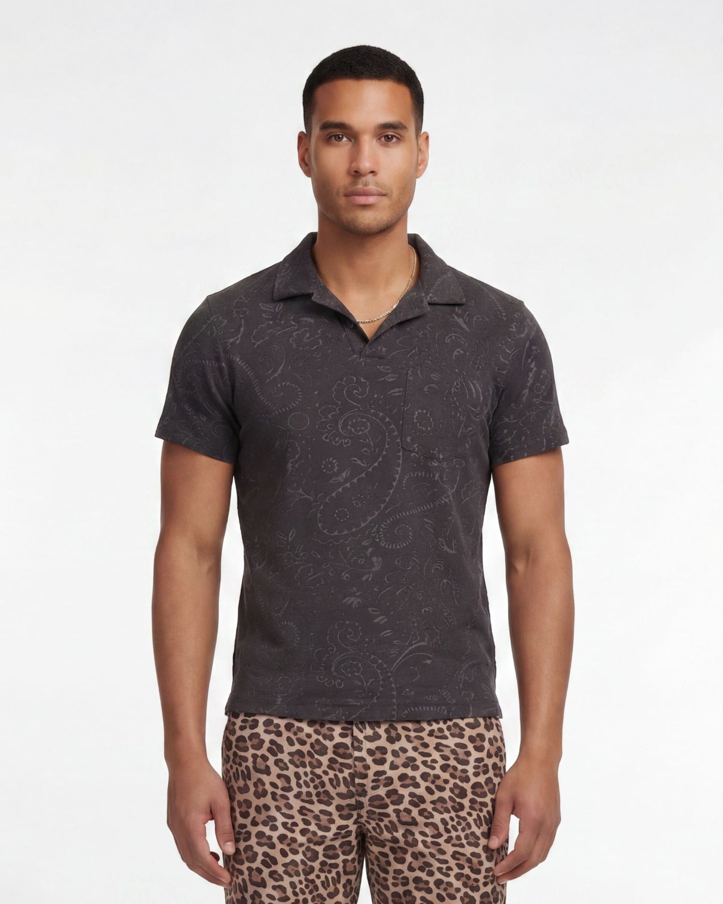 JOHNNY TOWEL POLO SHIRT IN BLACK