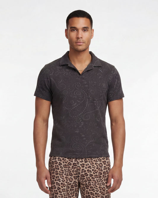 JOHNNY TOWEL POLO SHIRT IN BLACK