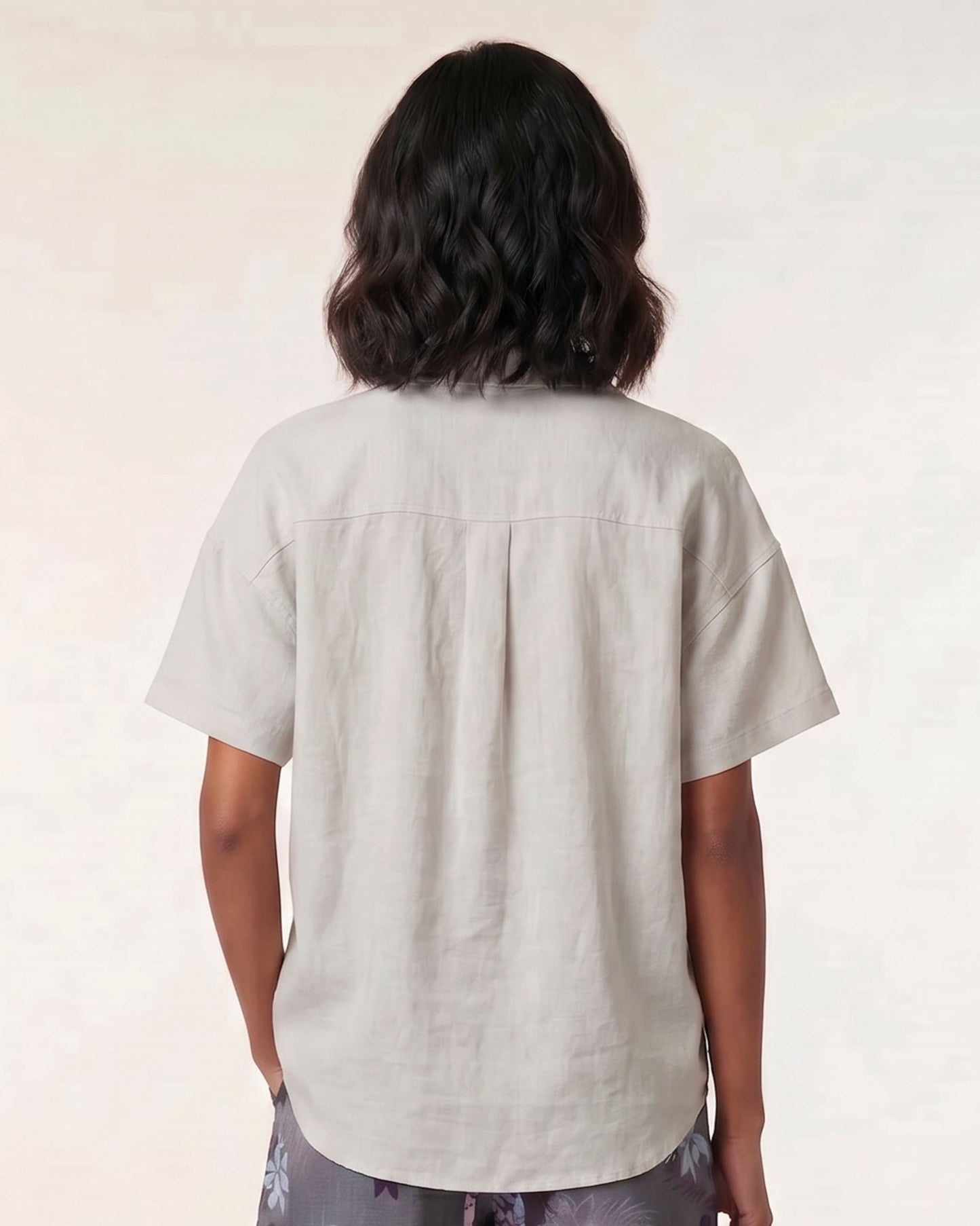 LARA NATURAL WOMENS RELAXED LINEN SHIRT