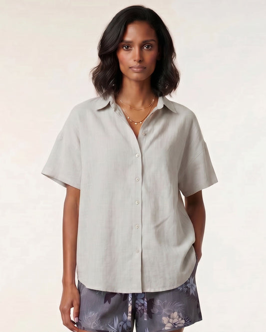LARA NATURAL WOMENS RELAXED LINEN SHIRT