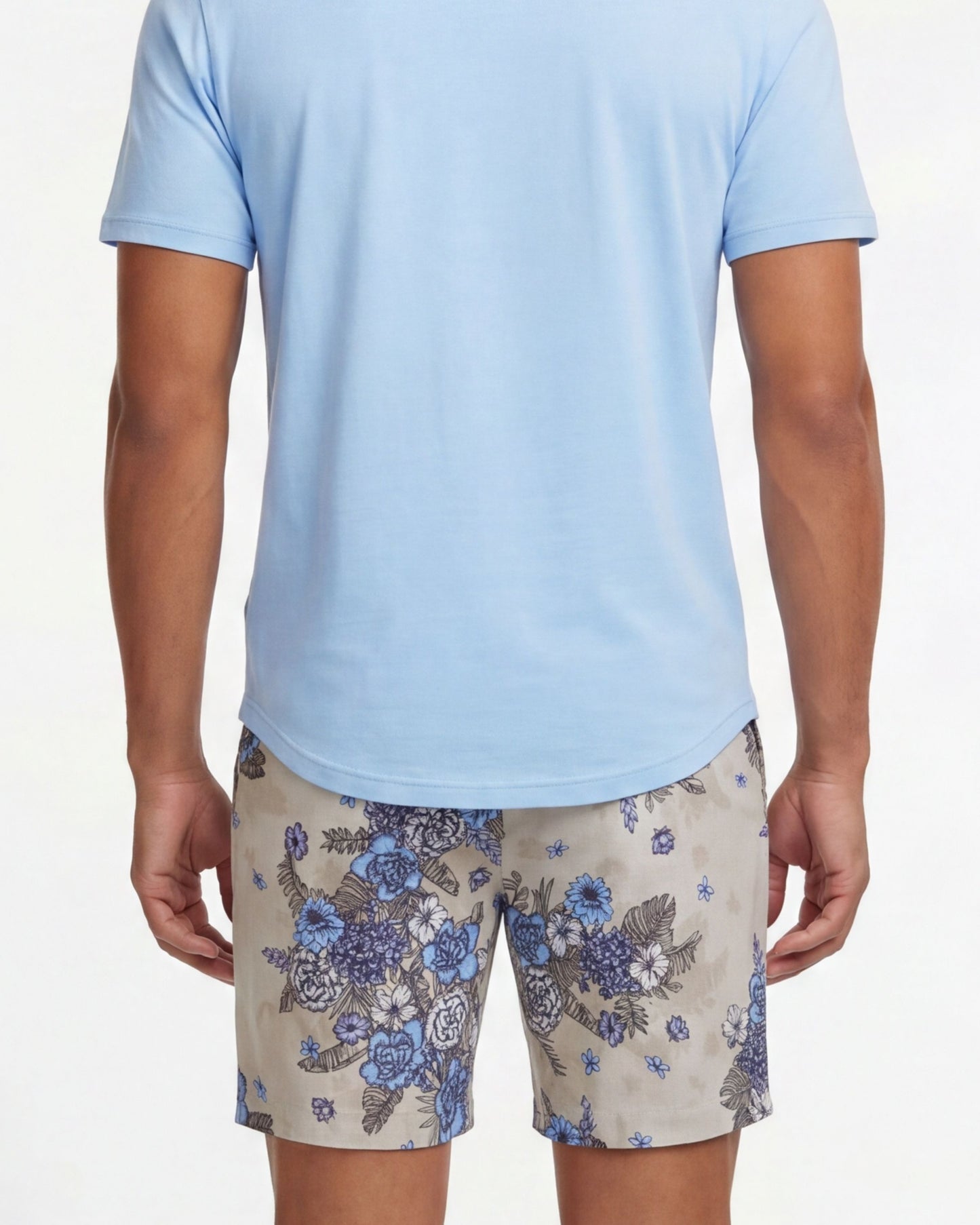 CLYDE CLUMPED FLORAL NATURAL MENS FLAT FRONT SHORT